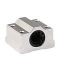 Rock Solid 4 Pcs SCS12UU 12Mm Linear Ball Bearing Blocks for CNC Router Builds With Smooth LM12UU Bushings, silver metal block.