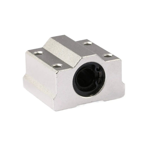 Rock Solid 4 Pcs SCS12UU 12Mm Linear Ball Bearing Blocks for CNC Router Builds With Smooth LM12UU Bushings, silver metal block.