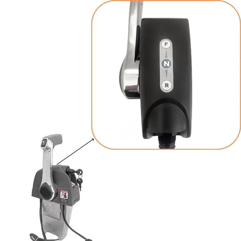 Remote Throttle Control Box for Outboard Motors, Single Top Mount, Model 5006186, close-up of lever and switch details