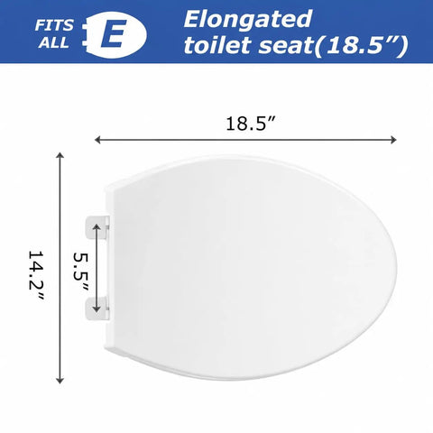 Elongated Toilet Seat Featuring Smooth Slow Close Soft Shut Hinges That Stay Locked Down Tight As A Nail Meanwhile Quieting Those Annoying Lid Slams Crafted From Durable White Plastic For Effortless Oblong Bathroom Updates
