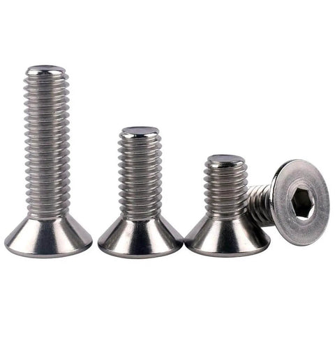 M4 X 10mm Flat Head Socket Cap Countersunk Screws DIN7991 304 Stainless Steel 18-8 Allen Hex Drive Fully Threaded Pack Of 50
