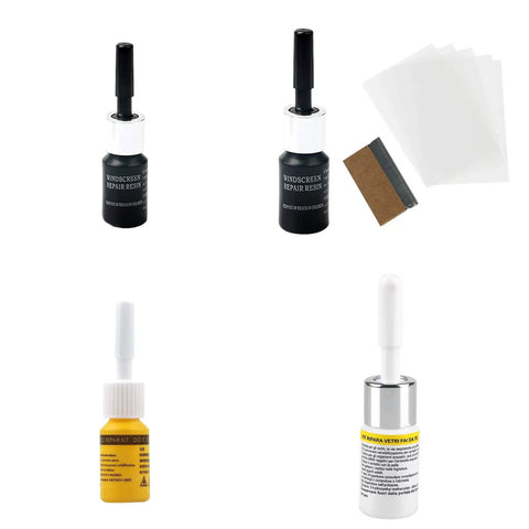 Windshield Crack Repair Kit With Repair Fluid For A Quick DIY Fix And Car Care Easy To Use Anti Scratch Formula bottles and tools