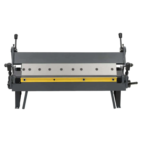 Front view of 24 Inch Sheet Metal Pan And Box Brake with 0 to 135 Degree Bend Angles, heavy-duty, removable fingers, for metal bending