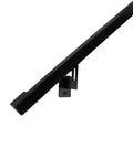 Top Shelf Modern Aluminum Handrail Grab Bar Kit With No Sweat Diy Install Adjustable Steel Brackets Powder Coated Black Finish Wall Mounted Ada Compliant Safety Rail Up To Nine Feet Long side view showing sleek black finish and mounting bracket.