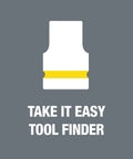 Illustration of Zyklop 1/4 Inch Drive Socket With Holding Function, showing tool shape above text 'Take It Easy Tool Finder'
