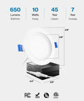 24 Pack 4 Inch LED Recessed Lights With Junction Box, Canless Ceiling Downlights, 650 Lumen Overview