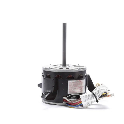 Badass Direct Drive Furnace Motor One Fourth Hp With Damn Solid Four Speed Settings And Smooth Reversible Shaft For Tough Everyday Heating System Repairs And Upgrades, side view showing shaft and wiring.