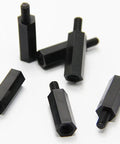 Top Tier M3 Hex Male To Female Nylon Standoffs Bulk Crate Of 50 Black Polymer Spacer Blocks, black nylon hex spacers for PC builds.