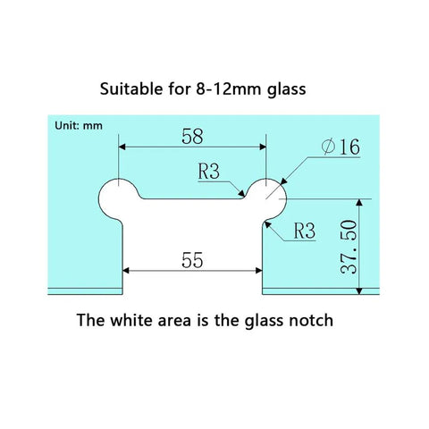 Heavy Duty 304 Stainless Steel Glass Shower Hinge that Handles the Heat with a Brushed Finish, dimensions for 8-12mm glass.
