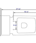 Dimensions diagram of Whisper Quiet Soft Close Toilet Seat Replacement for TB336 with Easy Glide Hinge, fits Fresca FTL2336 and Ariel TB336M.