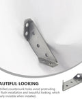 Heavy Duty Stainless Steel Trapezoid Corner Brackets with Counterbore, 10 Pack for Furniture Frame Support, shown at an angle.