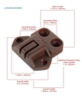 Hardcore Table Alignment Lock And Strike Kit Brown Shade 10 Pack Heavy Duty Cabinet Hardware for Mobile Workbenches, showing dimensions.