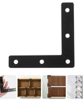 30-Piece Black L-Shaped Corner Brackets Set For Furniture And Diy Projects, Heavy Duty Flat Metal Plates Made From Cold Rolled Steel shown
