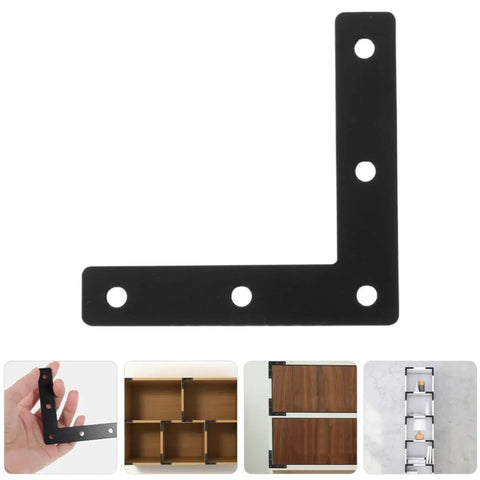30-Piece Black L-Shaped Corner Brackets Set For Furniture And Diy Projects, Heavy Duty Flat Metal Plates Made From Cold Rolled Steel shown