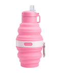 Pink Foldable Water Bottle With Leak Proof Locking Lid For Outdoor Adventures Portable Travel Flask Silicone Sport Bottle