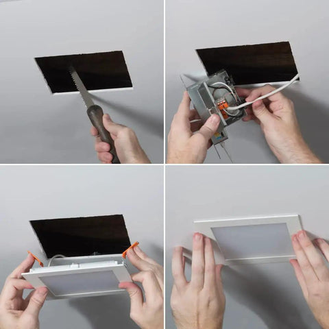 Installation of Six Inch Canless Ultra Thin LED Recessed Wafer Light Cranks Out 900 Lumens, Five Color Temperatures