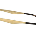 Side view of Blaze Clubmaster Square Sunglasses With Flat Lens Over Frame Construction, Brushed Gold Frame And Dark Green Lenses, 47 Mm