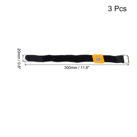 ESD Anti Static Wrist Strap Kit, 11.8 Inch, 3 Pack, Adjustable Stick Buckle, Comfortable Black, shown with dimensions