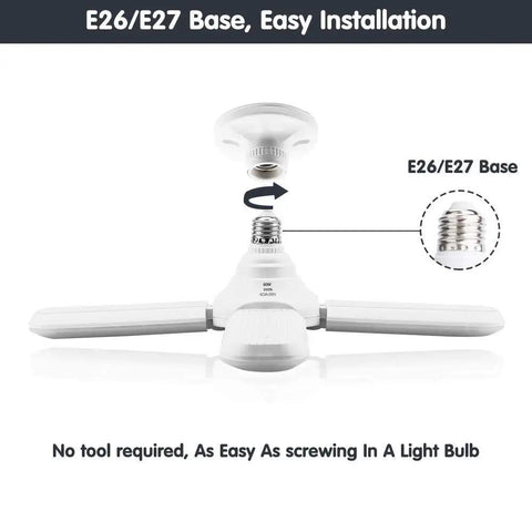 Four-Panel Deformable LED Garage Light 60W 6000LM High Bay Shop Light With Adjustable Panels 6500K Daylight E26 E27 Base Beast Bright Utility Ceiling Light For Garage Workshop Shed