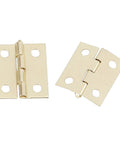 Two gold small hinges from the Gold Small Hinges Set With Screws For Crafting And Decorative Boxes Metal Hinges 50 Pieces Plus 200 Screws.