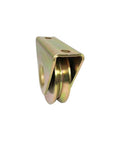 2in V-groove wheel plate caster with mounting bracket, brass finish