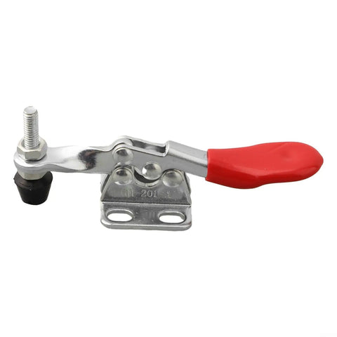 Heavy Duty Quick Release Toggle Clamp Vertical Hand Clip For CNC Woodworking And Metalworking, 27Kg Holding Power, 80mm Horizontal Hinged Clamp, Fast Clamping, Built Tough Metal Construction, Silver Finish, red handle