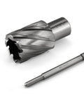 Annular cutter with 3/4 Weldon shank and 1-3/16 in diameter, HSS kit for magnetic drill press (Amazon)