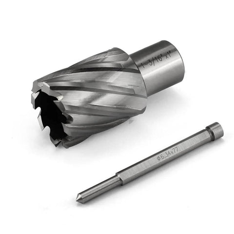 Annular cutter with 3/4 Weldon shank and 1-3/16 in diameter, HSS kit for magnetic drill press (Amazon)