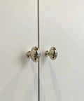10 Pack Polished Nickel Oval Cabinet Knobs 35 Mm Zinc Drawer Knobs for Kitchen Cabinets installed on white doors
