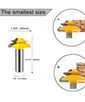 Diagram of a 45 Degree Lock Miter Router Bit Set for Tongue and Groove, One Half Inch Shank, Two and One Quarter Inch Cutting Diameter