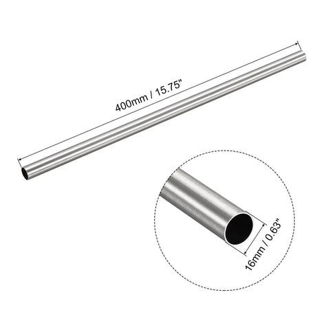 Industrial Grade 304 Stainless Steel Capillary Tubing 16mm Outer Diameter 0.5mm Wall Thickness 400mm Length Built For Machinery And Industrial Systems Beefy Heavy Duty Tubing, 400mm tube end close-up