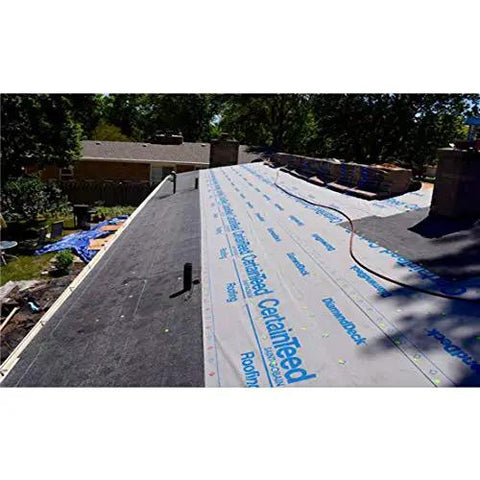 Top Shelf Synthetic Roof Underlayment Roll Heavy Duty Water Blocked Roofing Felt Alternative laid on sloped roof decking.