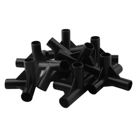 Four Way Black PE Pipe Fittings For Greenhouse Frames And Plant Supports, Dope DIY Garden Structure Connectors In 8mm, 12mm, 16mm And 19mm Sizes, Outdoor Tent Joint Kit