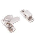 Polished Nickel Oval Cabinet Turn Latch 55mm Cupboard Lock for Kitchen and Bath Cabinets, shown with smooth nickel finish