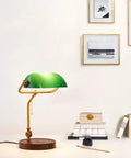 Rope Switch Retro Table Lamp With USB Charging Ports Green Glass Shade Vintage Style Desk Light in living room setting