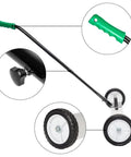 Heavy Duty 24 Inch Rolling Magnetic Pickup Sweeper With Adjustable Handle To Snag Nails Screws Needles And Garage Scrap quick easy sweep handle and wheels detail