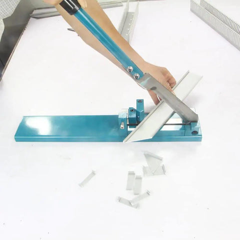 Person using Heavy Duty PVC Trunking Cutter For Wiring Ducts Manual Adjustable 45 And 90 Degree Angles Neat Burr Free Cuts
