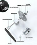 Detailed breakdown of Top Shelf Mini Table Saw And Heavy Duty Portable Craft Station, showing motor, gears, and blade components.