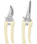 Two Piece Professional Pruning Shears Set With Bypass Pruner And Straight Blade Garden Scissors For Quick Trimming Flowers Shaping Plants Bonsai Hydroponics And Herbs Premium Garden Tools