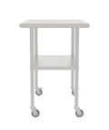 Stainless Steel Work Table With Casters And Undershelf, Flat Top Commercial Prep Table For Kitchen, Restaurant Or Garage, Heavy Duty