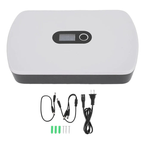 Slick 8800 Mah Ups Power Supply With Bright Lcd Screen And Smart Voltage Tuning, compact design with accessories and display.