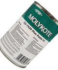 Front view of CU-7439 Molykote plus paste can, labeled for copper-based anti-seize use on high-temperature threads up to 650°C.