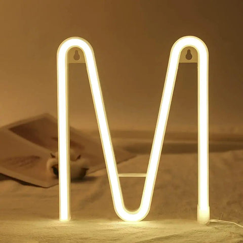 Led Neon Letters Sign Warm White Wall Decor Alphabet M for Parties Weddings Valentines Day Home Bar Lounge Room Accent