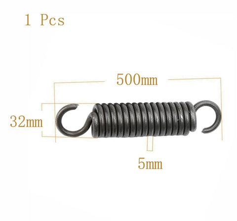 Rock Solid Heavy Duty Extension Spring Forged From Premium Spring Steel For Superior Tensile Strength And Reliable Elasticity Ideal For Auto Fixes And Diy Builds Featuring Five Mm Wire Diameter Thirty Two Mm Outer Size And Five Hundred Mm Length with double hooks.