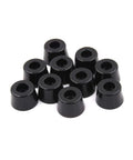 Built Tough Pro Grade Rubber Floor Savers For Chairs And Tables Non Slip Screw In Glides With Shock Absorbing Bumpers To Shield Hardwood From Scratches And Slipping 10 Piece Pack black rubber chair glides arranged in a group