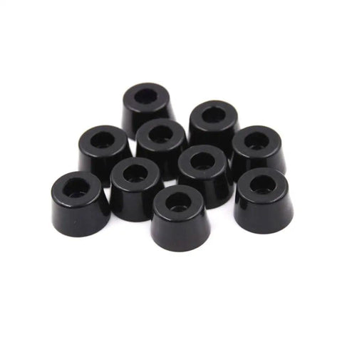 Built Tough Pro Grade Rubber Floor Savers For Chairs And Tables Non Slip Screw In Glides With Shock Absorbing Bumpers To Shield Hardwood From Scratches And Slipping 10 Piece Pack black rubber chair glides arranged in a group