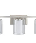 Three Light Bathroom Vanity Fixture In Satin Nickel With Clear Glass Outer Shade And White Glass Inner Shade, 23 Inch Wide Wall Mount