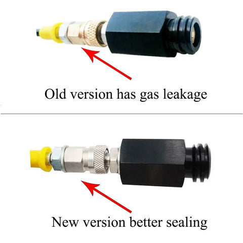 Comparison of old and new sealing on Adapter Hose For Soda Maker To Direct Large CO2 Tank, Connects CGA 320 Tank To Jet And Aua Fizz Machines.