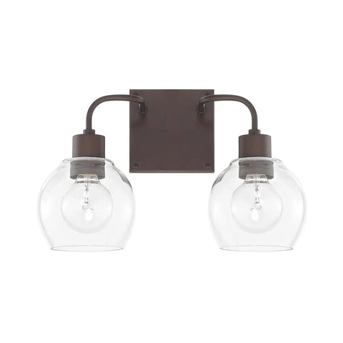 Tanner Urban Industrial Clear Glass Bathroom Vanity Wall Light Two Light Matte Black Finish 10 Inch High By 15 Inch Wide