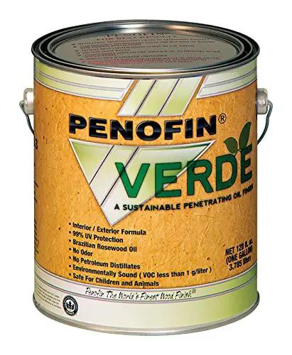 Pro Grade Semi Transparent Rosewood Oil Stain One Gallon Case Of Four Straight Up Exterior Wood Preserver in a green and yellow can.
